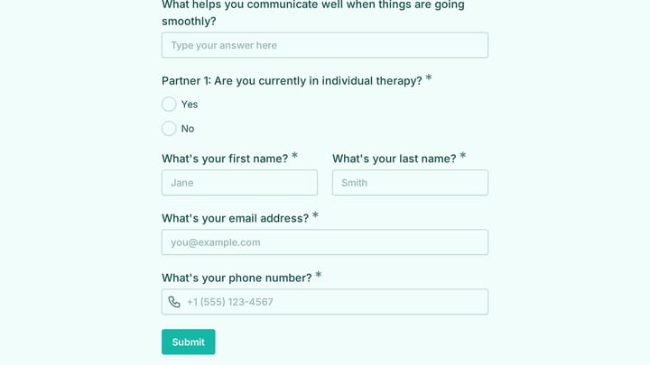 Couples Therapy Intake Form preview
