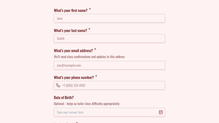 Art Studio Class Registration & Purchase Request preview