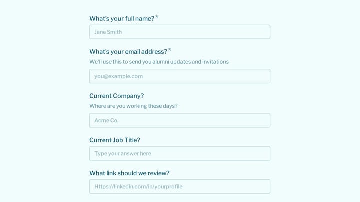 Beta Alumni Network Registration preview