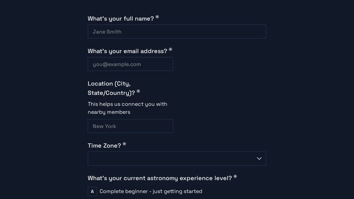 Astronomy Community Application preview