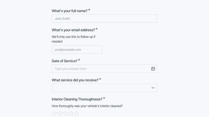Car Detailing Service Feedback Survey preview