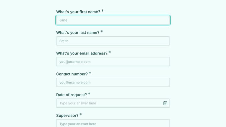 Training Request Form preview