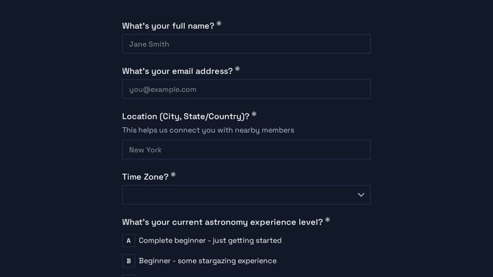 Astronomy Community Application preview