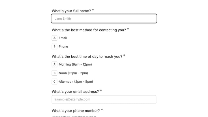 Appointment Form preview
