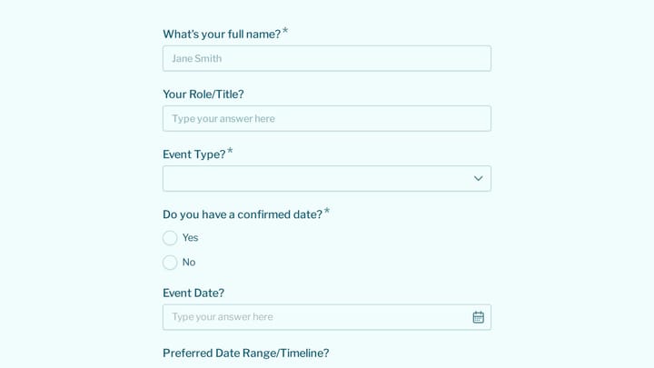 Event Marketing Discovery Form preview