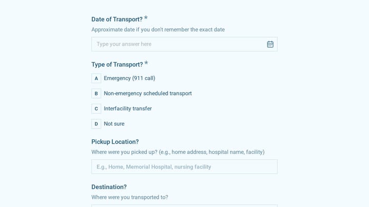 Ambulance Service Patient Transport Survey preview