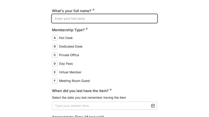 Lost Item Claim Form preview