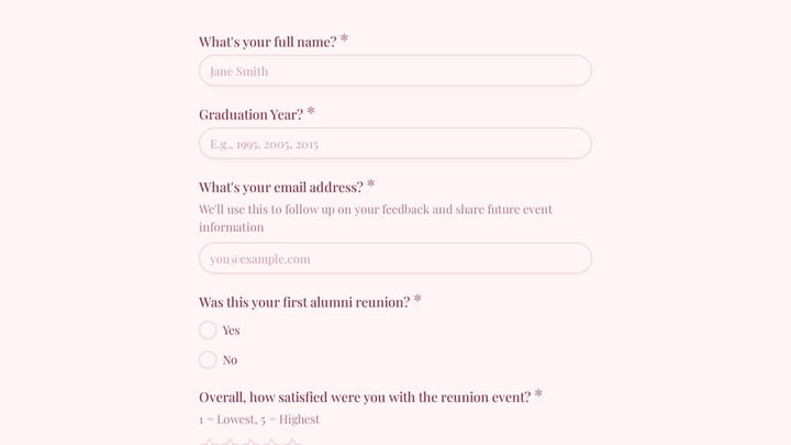 Alumni Reunion Feedback preview