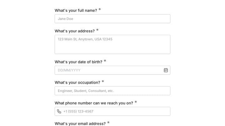 Data Collection Form preview