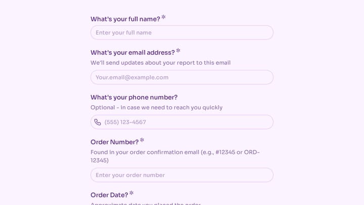 Order Problem Report preview