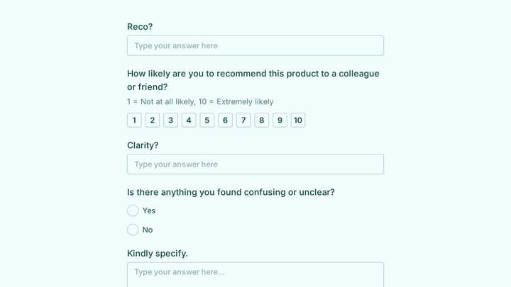 Demo Feedback Form preview