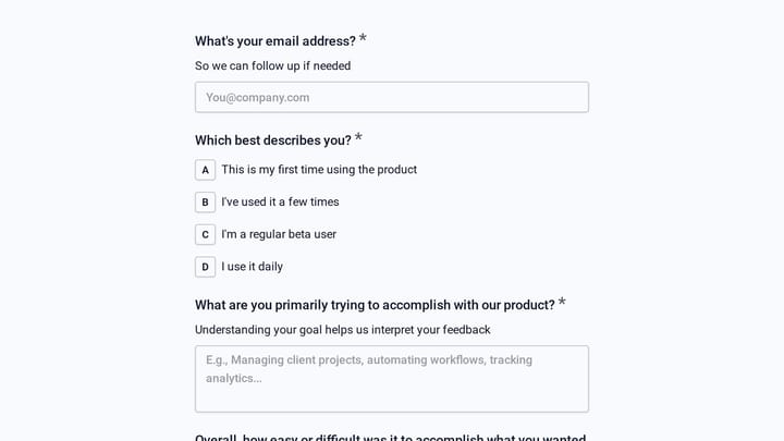 Beta Program Customer Effort Score Survey preview