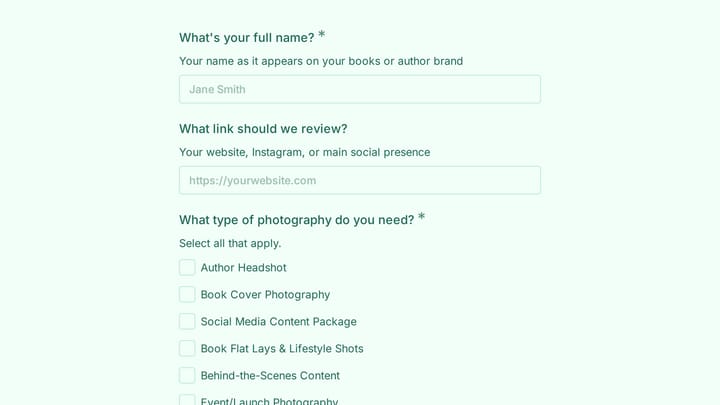 Author Headshot & Book Photography Intake preview