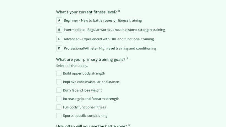 Battle Rope Recommendation Quiz preview