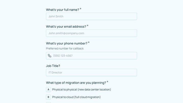 Data Center Migration Callback Request preview