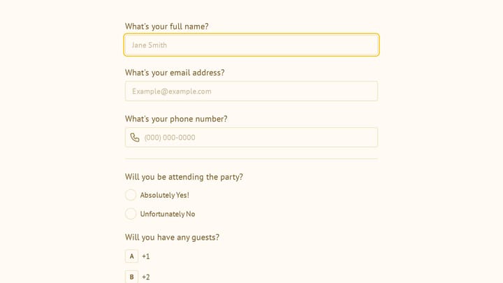 New Year Party RSVP Form preview