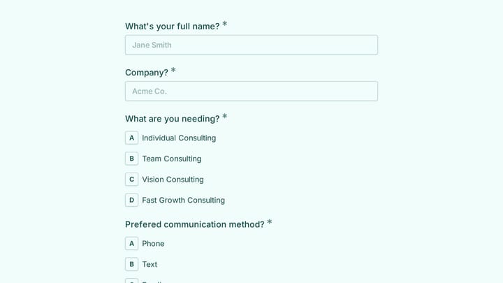Consulting Lead Generation Form preview