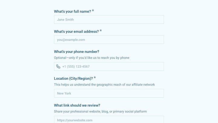 Demand Avoidance Support Affiliate Application preview