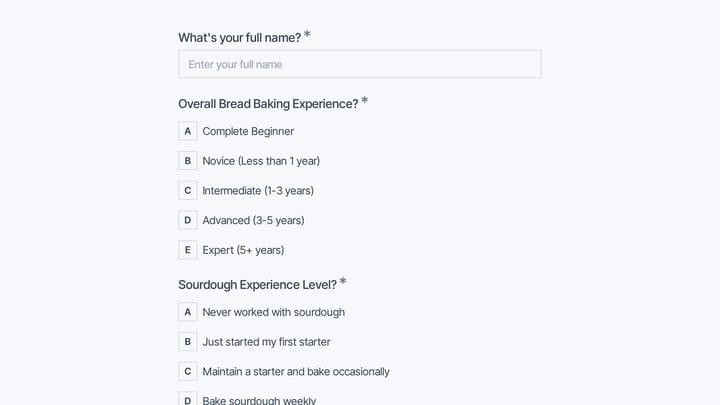 Artisan Bread Baking Club Membership Application preview