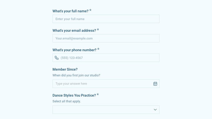 Dance Studio Member Directory Profile preview