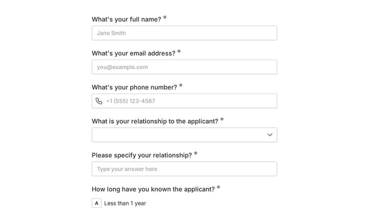 Foster Parent Reference Check preview