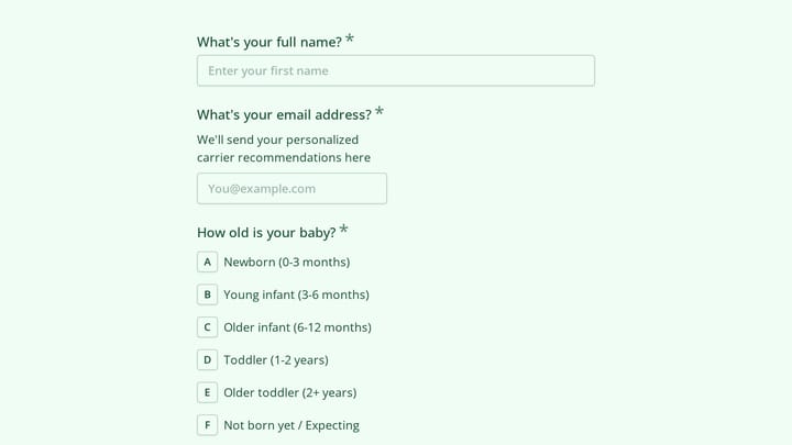 Baby Carrier Recommendation Quiz preview