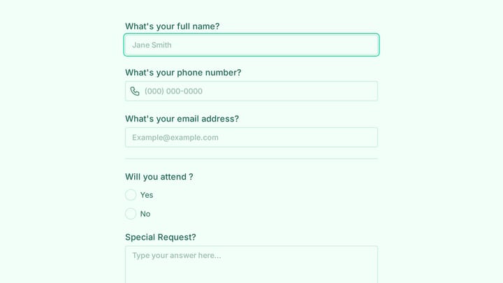 Non-Profit Dinner RSVP Form preview