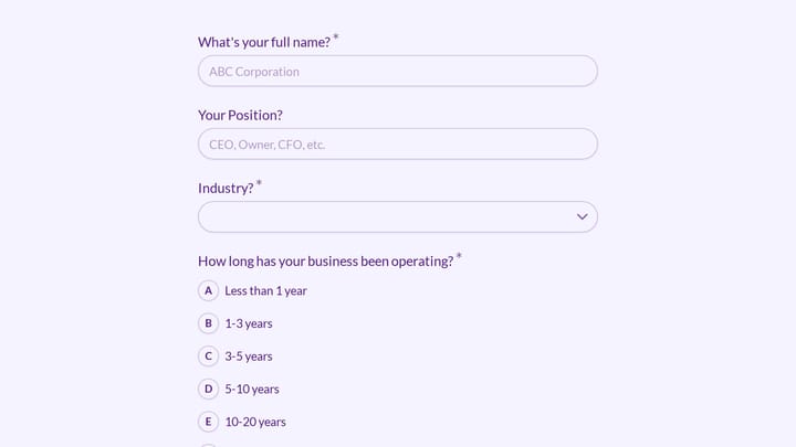 Business Valuation Callback Request preview
