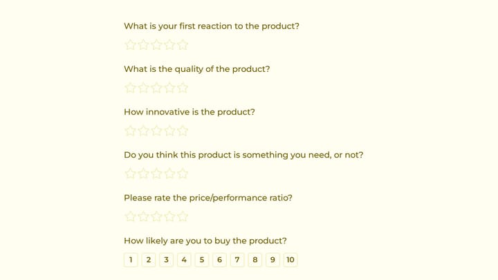 New Product Survey Form preview