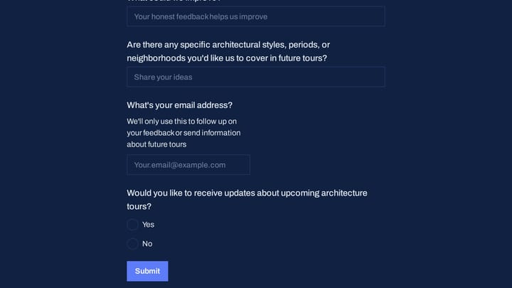 Architecture Tour Feedback preview