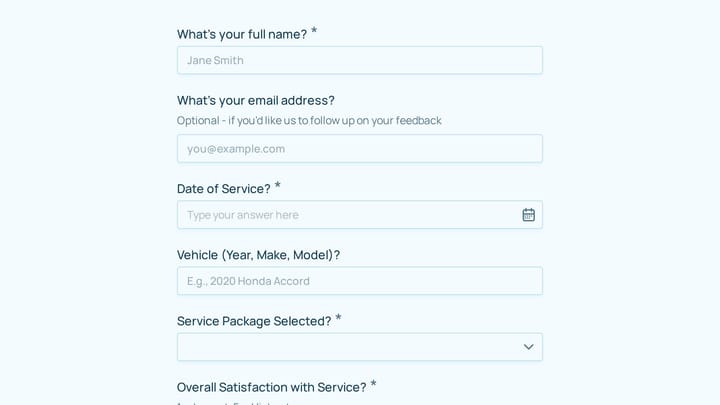 Auto Detailing Service Satisfaction Survey preview