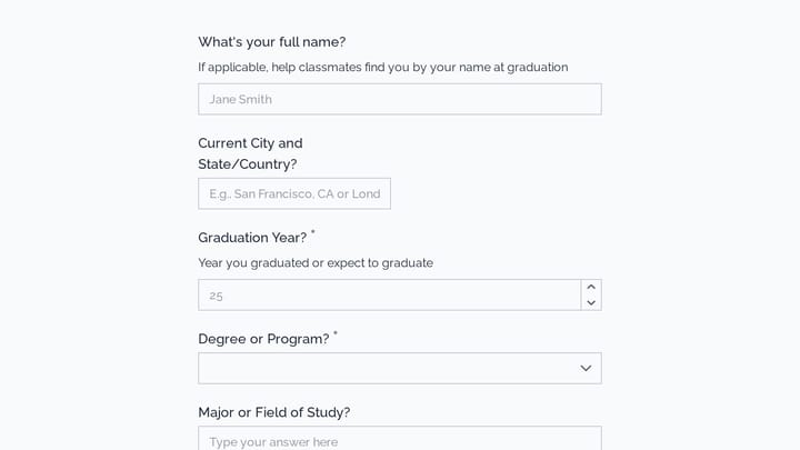 Alumni Directory Profile Update preview