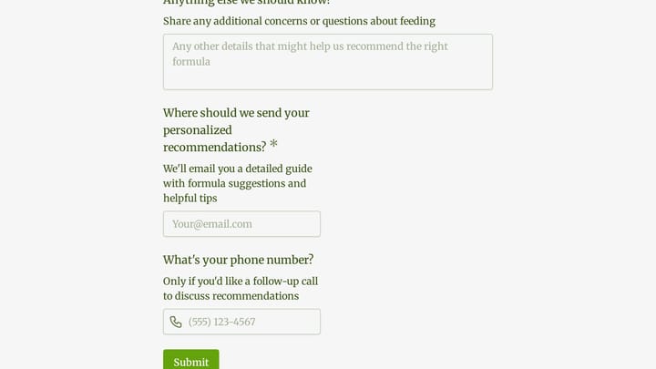 Baby Formula Recommendation Quiz preview