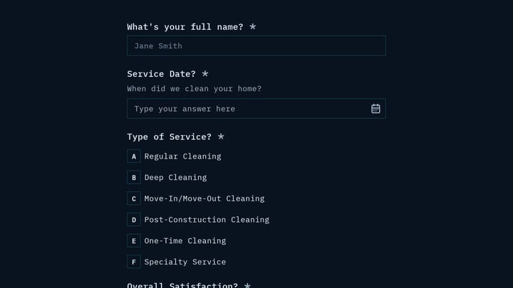 Home Cleaning Service Feedback preview