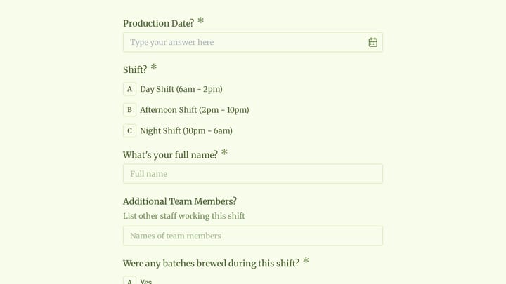 Craft Brewery Daily Production Log preview