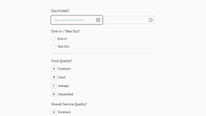 Restaurant Evaluation Form preview