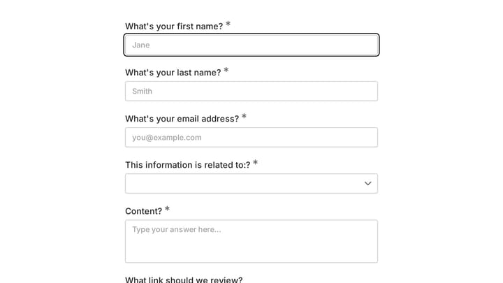 COVID-19 Content Submission Form preview