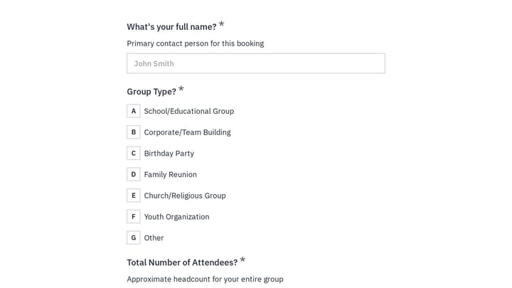 Group Booking Request preview