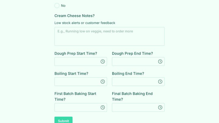 Bagel Shop Daily Operations Log preview