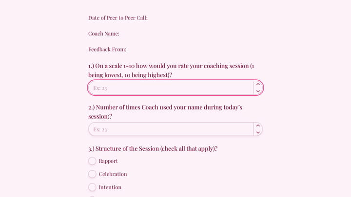 Coaching Session Client Feedback Survey preview