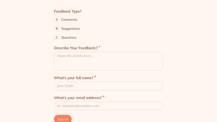 Feedback Form preview