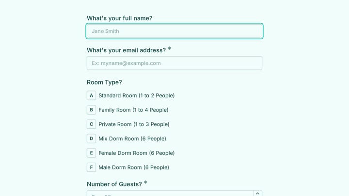 Hotel Booking Form preview