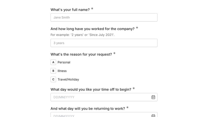 Day Off Request Form preview