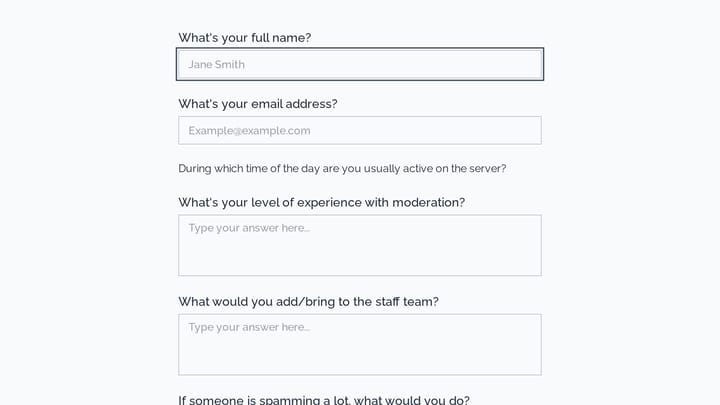 Discord Mod Application Form preview