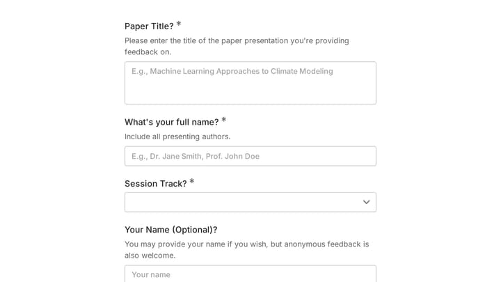 Conference Paper Presentation Feedback preview