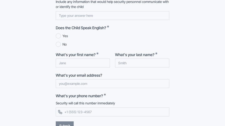 Airport Missing Child Report preview