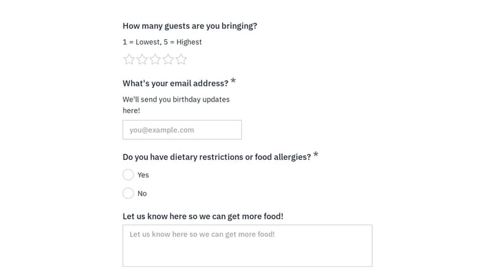 RSVP Form preview
