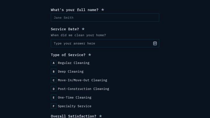 Home Cleaning Service Feedback preview