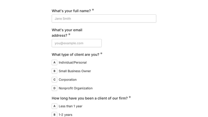 Client Experience Survey preview