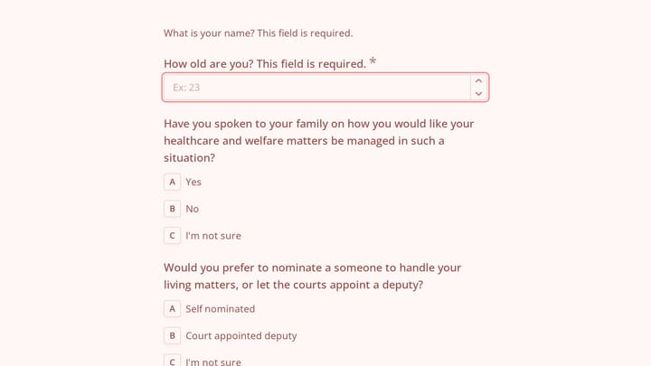 Advanced Care Planning Survey Form preview